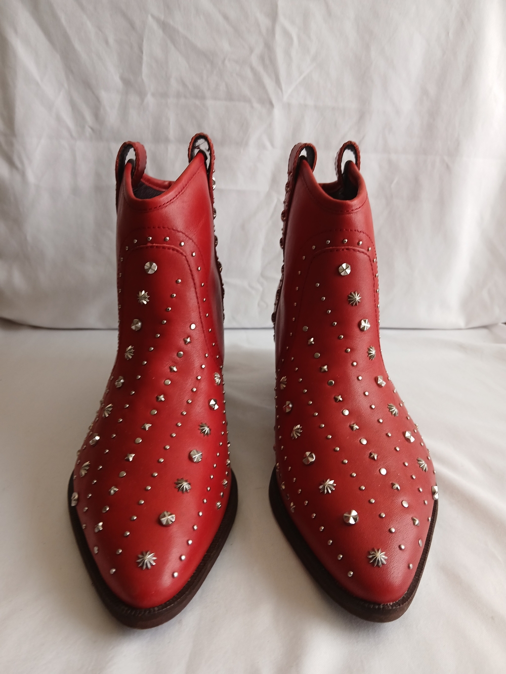 Sam Edelman Red Studded Western Ankle Boots